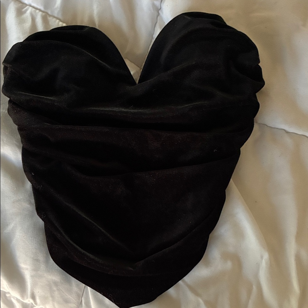 Express Black Velvet strapless top